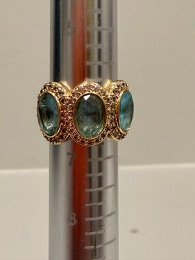 Bomb Party NWOT!! Gold Ring with Teal Oval Gemstones